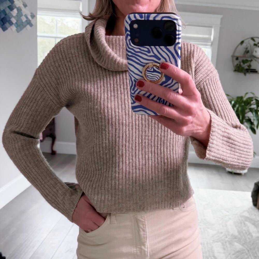 Eileen Fisher Cropped Style Ribbed Turtleneck Sweater PS